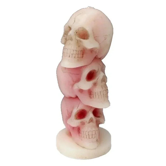 New White Stacking Skull Head Skeleton Gothic Halloween Candle Decorations Decor - Picture 1 of 2